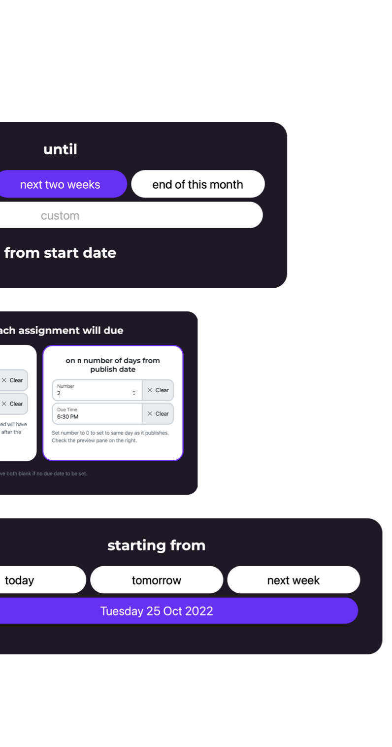 Components of the Scheduler with plenty of customisation
